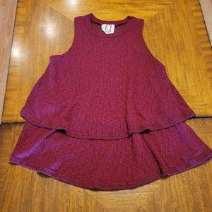 PQLA Wine Red Double Layer Knit Tank